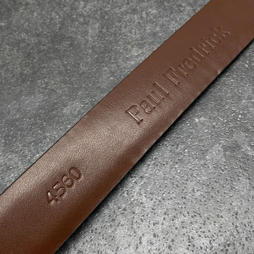 Paul Fredrick Men's 42 Black Embossed Calfskin‎ Italian Leather Belt 4560 Torino